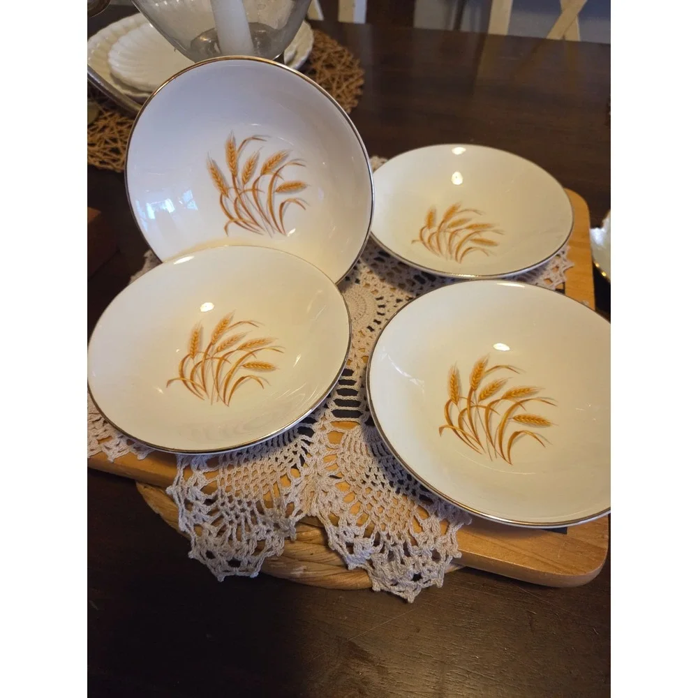 vintage Homer Laughlin Golden Wheat soup bowl with 22K gold trim